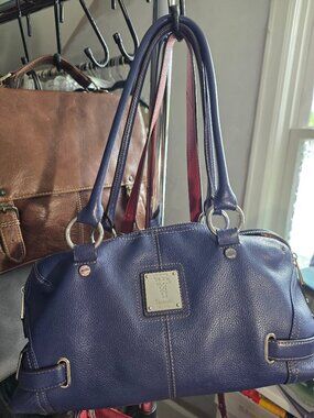 Tignanello Blue Leather Shoulder Bag